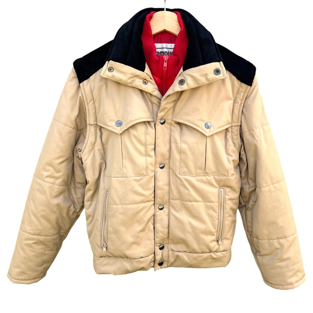 Vintage 70s 80s Campus Convertible Puffer Jacket Vest